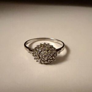 Vintage / antique 10k solid gold natural diamond cluster cocktail dinner ring